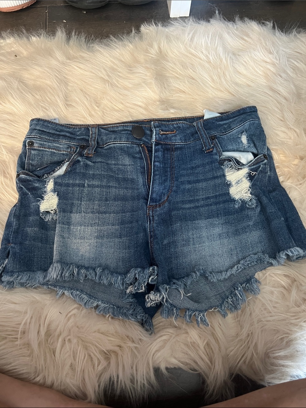 STS Blue Distressed Medium Blue Denim Cutoff Shorts #2